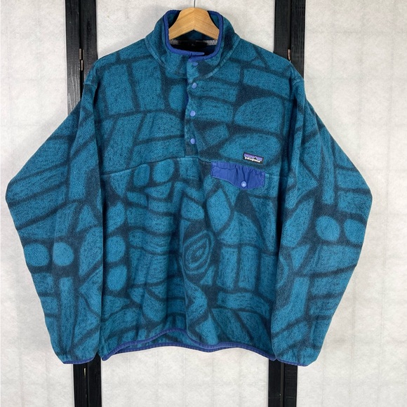 Vintage Y2K Patagonia Rare Aztec Tribal Geo Stone Shale Large